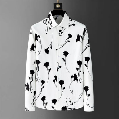Luxury Printed Shirt Men's Long Sleeve Slim Casual Shirt High Quality Fashionable Popular Korean Extra Large Size Men's XS-6XL