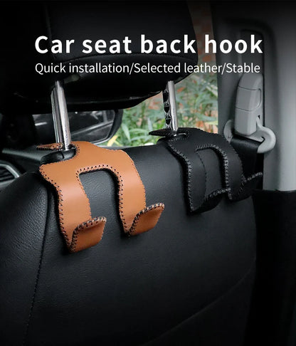 Universal Leather And Metal Car Seat Back Hooks Vehicle Multifunctional High load-bearing storage hook Auto Interior Accessories