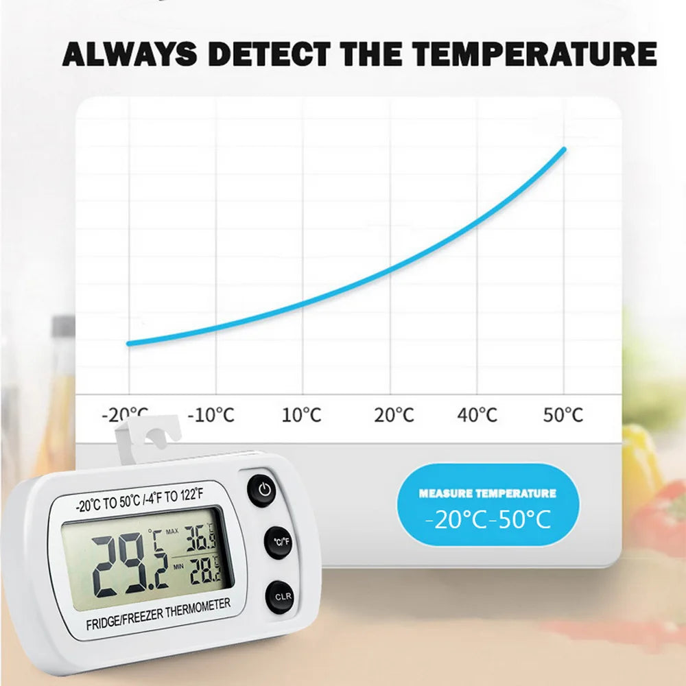 LCD Display Magnetic Refrigeration Refrigerator Hanging Freezer Thermometer Kitchen Tool Fridge Temperature Meter