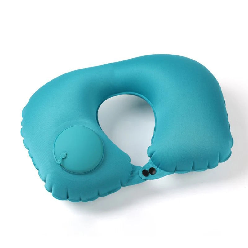 Press on Inflatable Pillow to Relax Neck Travel U-shaped Pillow Foldable and Portable with Leak Proof Device Ordinary U-shaped