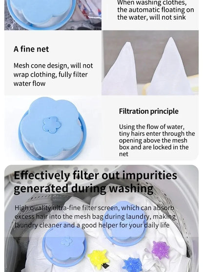 Plum Blossom Washing Machine Filter Remove Dirty Hair Mesh Yarn Laundry Reusable Ball Pet Fur Lint Hair Catcher Clothe Cleaning
