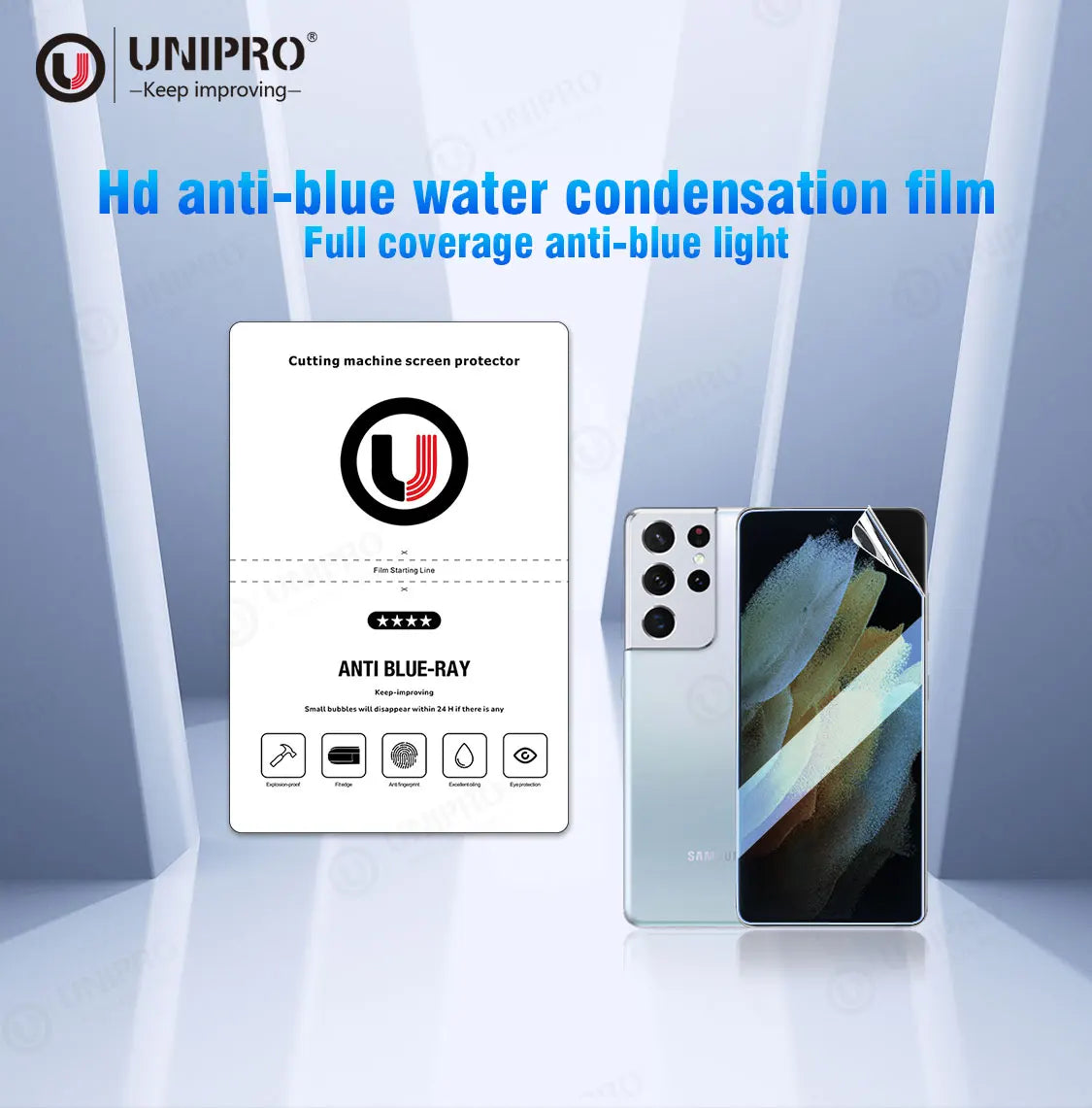 UNIPRO 180*120 50Pcs Anti-blue Light Hydrogel Full Mobile Phone Screen Film For LCD Screen Protector Front Film Cutting Machine
