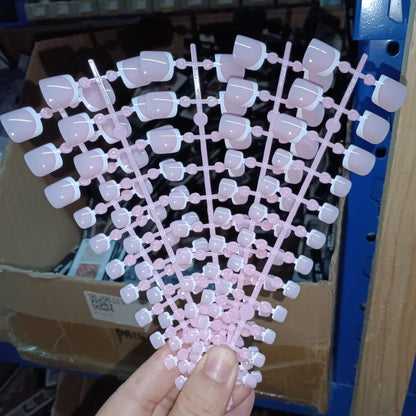 120pcs Square ToeNail Tips - Short French Tip Press On Toenails Pink Soft Gel Toe Nail Tips Full Cover Fake Toe Nail Extensions