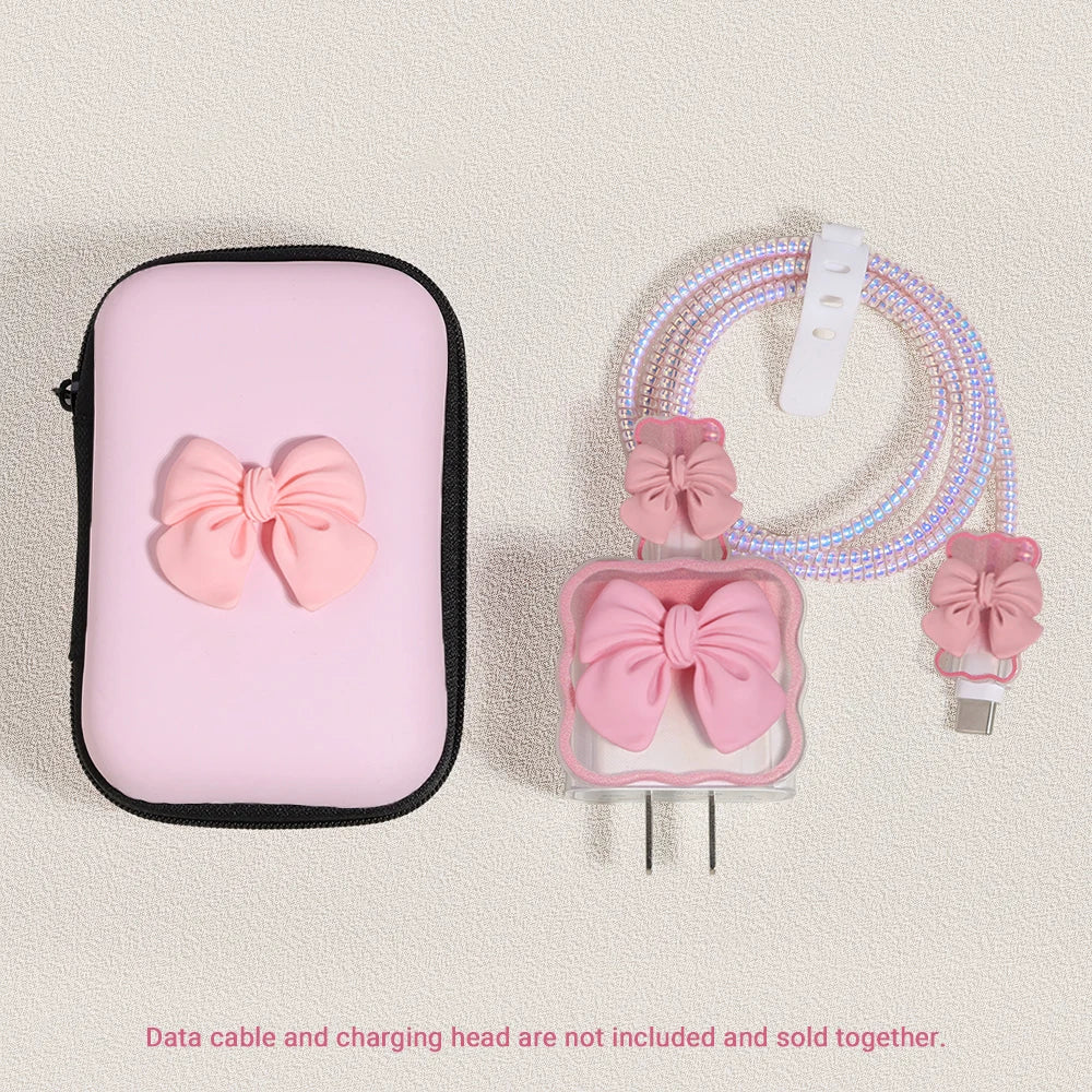 3D Bow Charger Cable Protector Cover For iPhone 20W 18W Charger Protector Storage Bag Case Cover Management Wire Cord Organizers