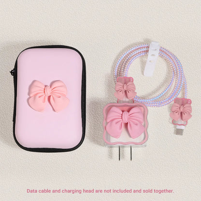 3D Bow Charger Cable Protector Cover For iPhone 20W 18W Charger Protector Storage Bag Case Cover Management Wire Cord Organizers