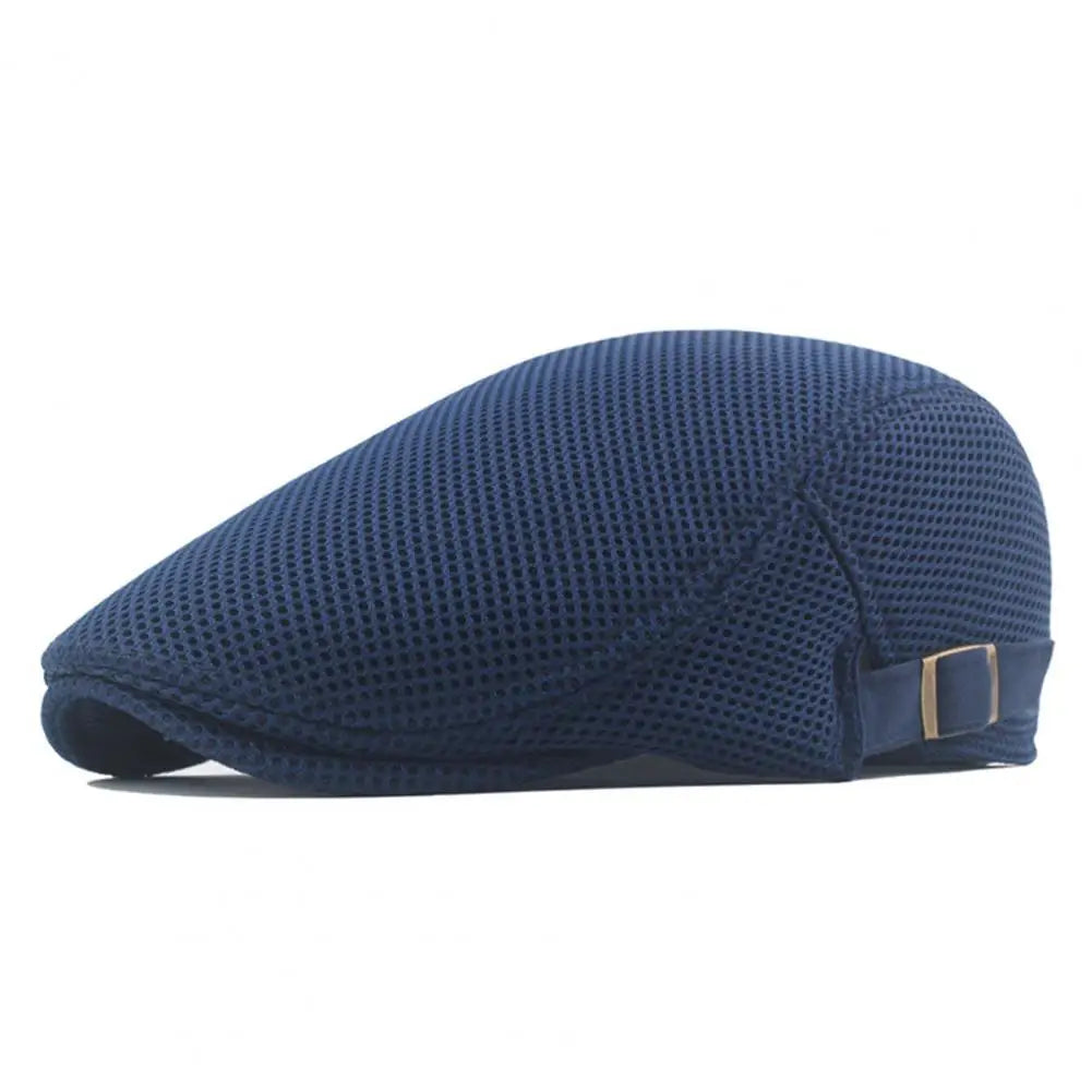 Retro European Men Beret Hat Mesh Breathable Polyester Hollow Washable Men Cap Summer