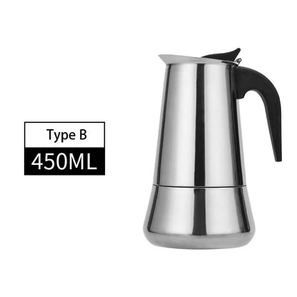 2025 Stainless Steel Moka Pot Portable Electric Coffee Maker European Design Home Coffee Brewing Equipment