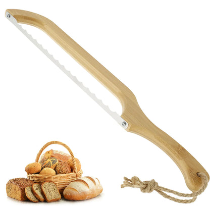 Wooden Bread Bow Cutter Serrated Bagel Cutter Bread Cutter Sourdough Bread Slicer Portable Bread Cutting Tool Kitchen Supplies