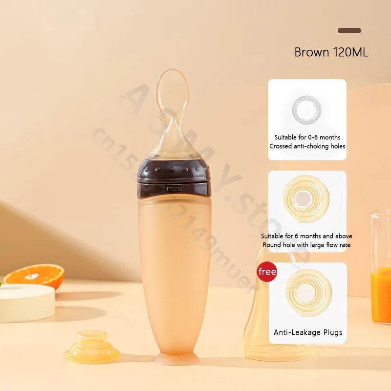 BBET Squeezing Feeding Bottle Silicone Newborn Baby Training Rice Spoon Infant Cerea Food Supplement Feeder Safe Tableware