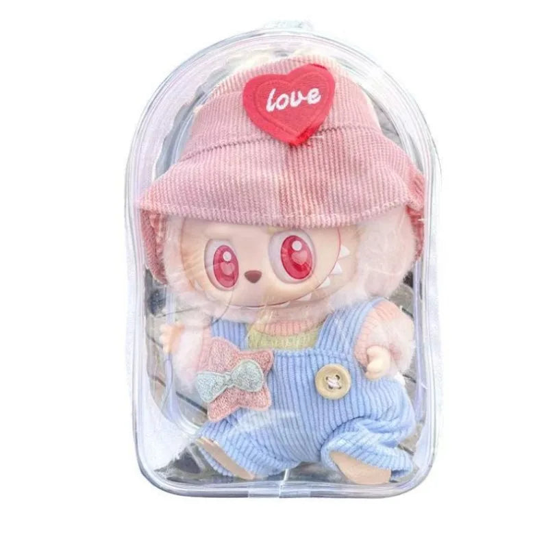 Labubu Protect Case Labubu Sitting Party 15/17cm Cotton Doll Shoulder Pain Bag PVC Storage Bag Labubu Walk Bag Dustproof