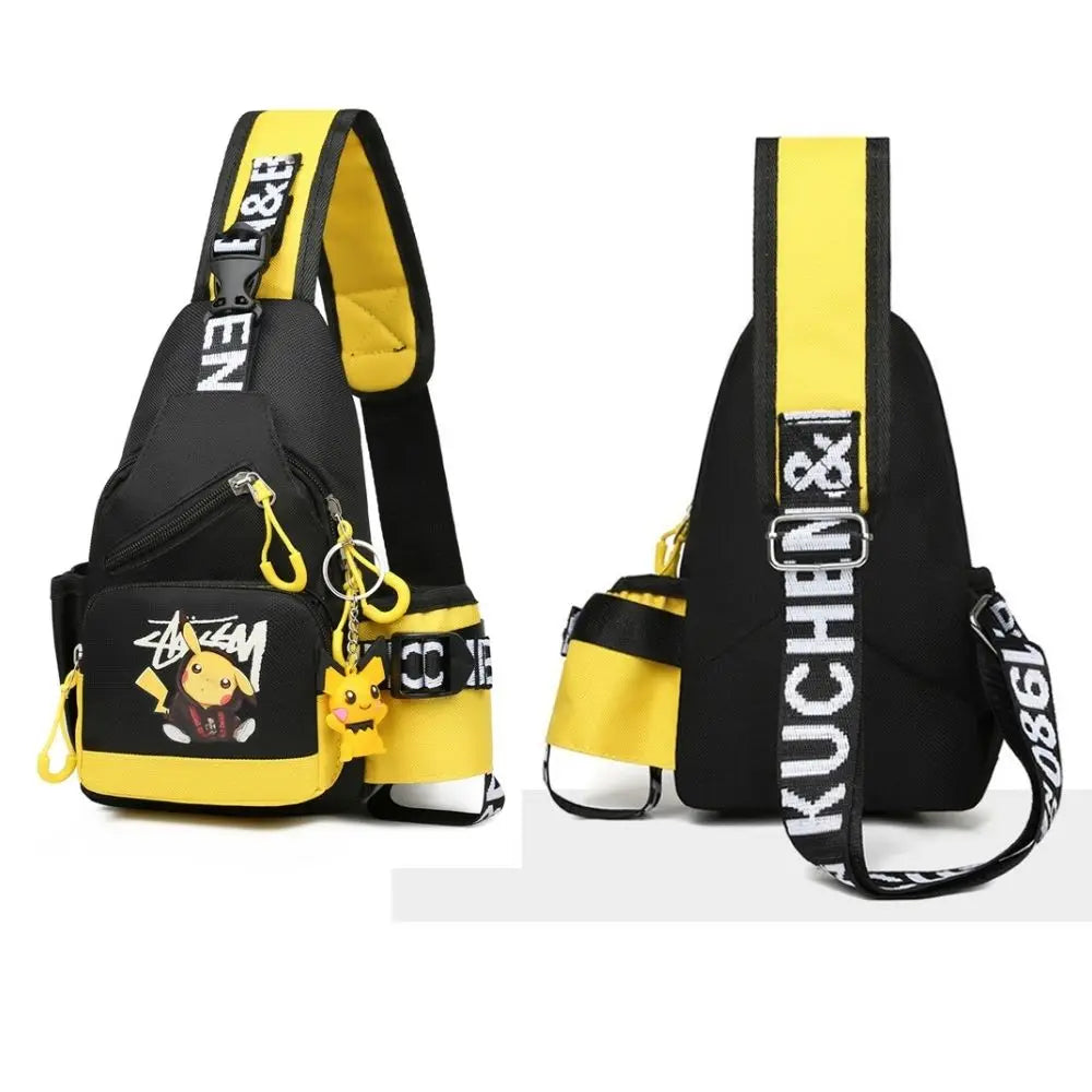 Pokemon Pikachu Casual Mobile Phone Shoulder Bag Men's Women's Style Canvas Youth Athleisure Backpack