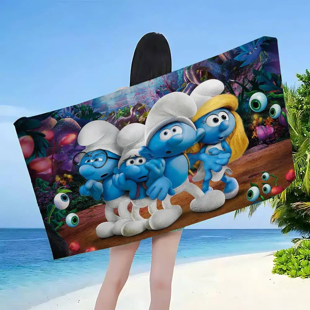 Cartoon S-Smurfs Cartoon Beach Towel Cute Kawaii Room Decor Bath Girls Children Hand Towels For Bathroom Shower