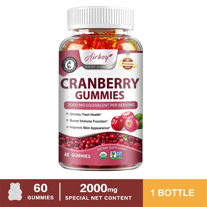Cranberry Gummies - Support Kidney and Urinary Tract Health, Enhance The Immune System, and Promote Metabolism