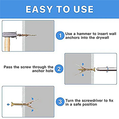 Drywall Self-Drilling Anchors With Screws, Hollow-Wall Anchor Kit With Screws, Suitable For Wall Insulation Board, Shelf-Best Se