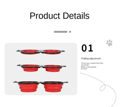 Folding Portable Silicone Dog Feeder Bowl 2 In 1 Pet Dispenser Outdoor Travel Dog Cat with Carabiner Bottle Food Water Container