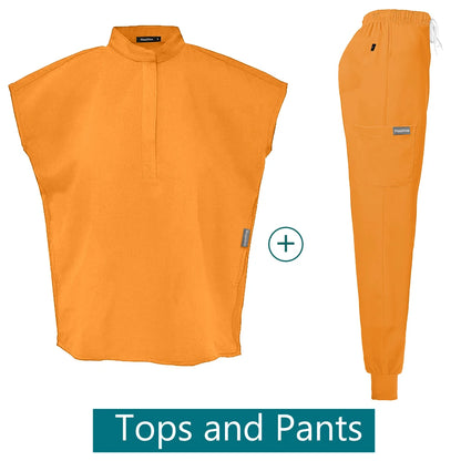 Scrubs Uniforms Sets Medical Nursing Hospital Working Clothes Solid Color Surgical Gowns Breathable Scrub Top Joggers Pants Suit