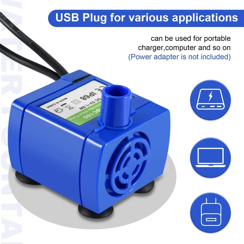 Cat Water Fountain Pump, Pet Water Fountain Pump Replacement Pump DR-DC160 Motor For Round, Flower Cap Cat Fountain