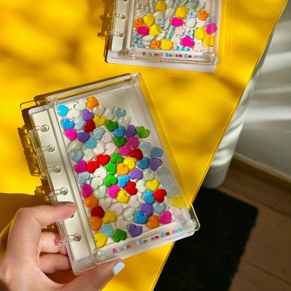 Transparent And Visible Acrylic Notebook Diy Creative Stationery A7/A5 Notebook Quicksand Loose Leaf Notebooks Students Supplies