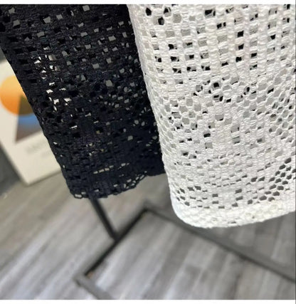 Vintage Ice Silk Lace Shirts For Men Sexy Lace Breathable Hollow Out Tops Summer Fashion Cuban Collar Short Sleeved Shirt Male