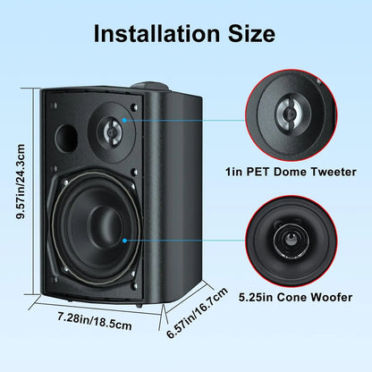 Herdio 5.25'' 600W 4PCS Outdoor Bluetooth Speakers Waterproof Wired Wall Mount Weatherproof Loudspeaker System For Garden Patio