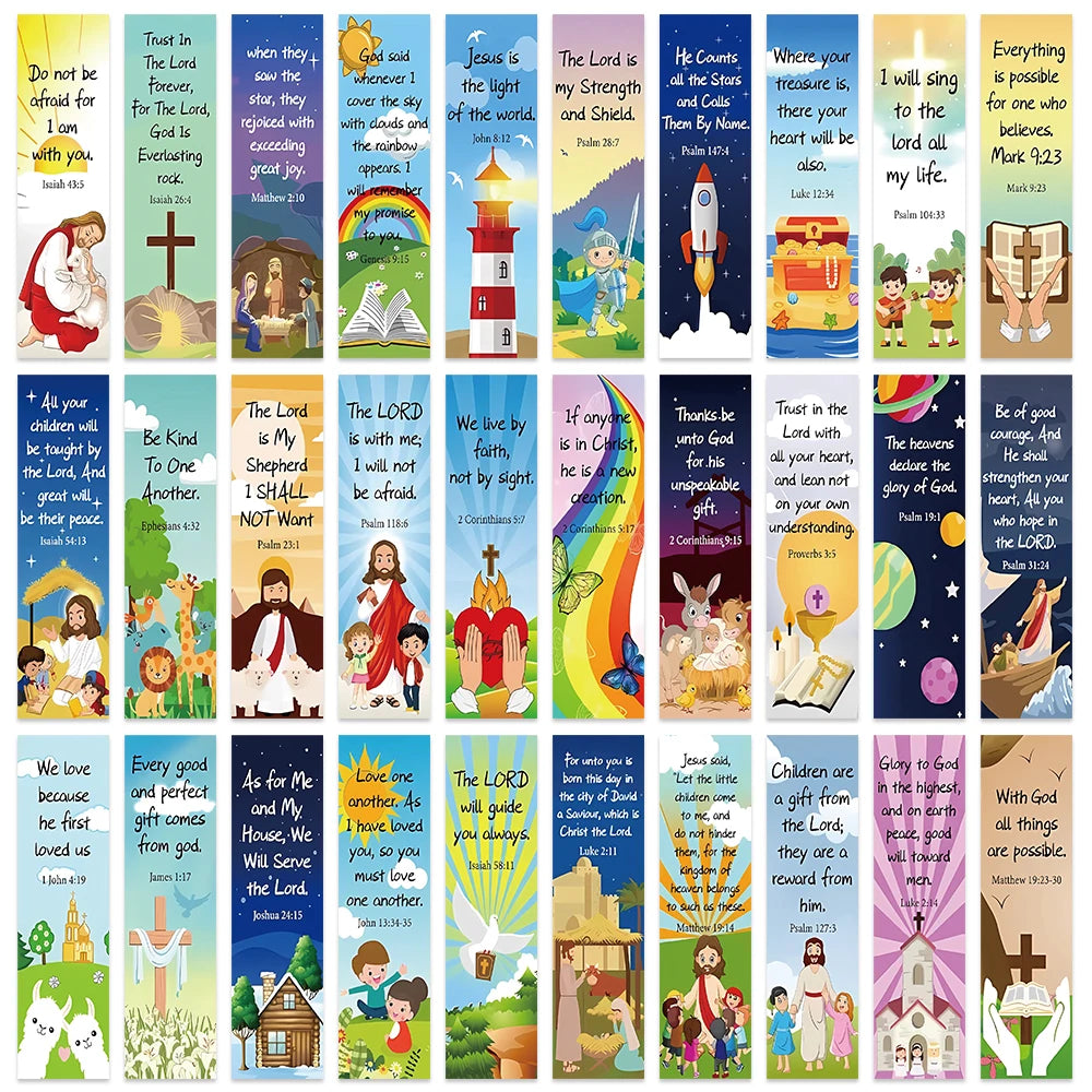 30PCS Church Bookmarks Inspirational Book Markers Religious Bookmarks Reading Scripture for Church Souvenirs Stationery Gifts