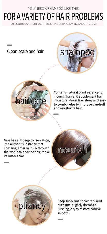 Lavender shampoo is refreshing, oil controlling, and smooth for hair, solving the problem of oily scalp without silicone oil res