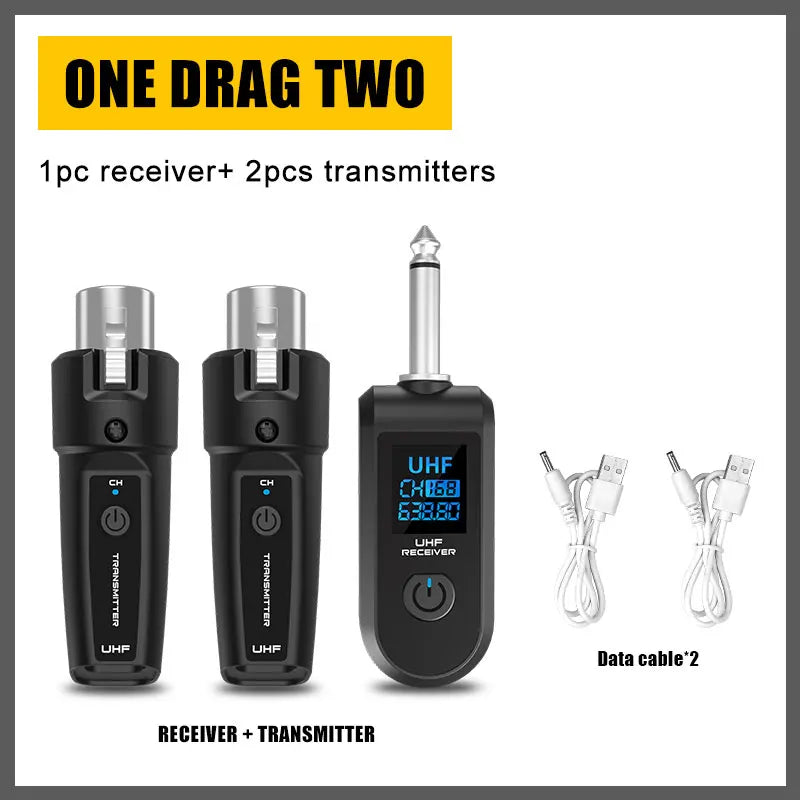 UHF XLR Adapter System Wireless Microphone Transmitter Receiver System for Dynamic Microphone Guitar Audio Mixer PA System
