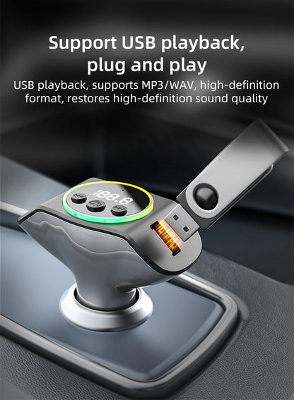 PD30W+QC3.0 Bluetooth 5.3 Car MP3 Player FM Transmitter Wireless Handsfree U Disk Play Music USB Type-C Car Fast Charger Adapter
