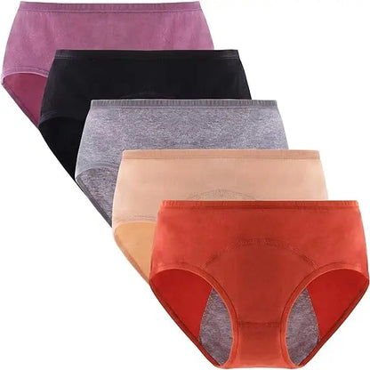 5PCS Menstrual Panties Physiological Pants Teens Breathable Leakproof Briefs Women Postpartum Underwear