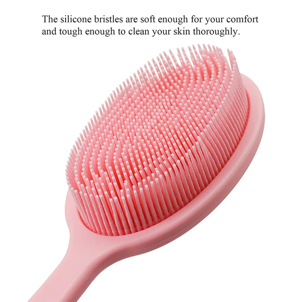 Bath Soft Back Brush Bath Shower Sponge Scrubbing Brush with Handle Exfoliating Scrub Skin Massager Exfoliating Bathroom Brush