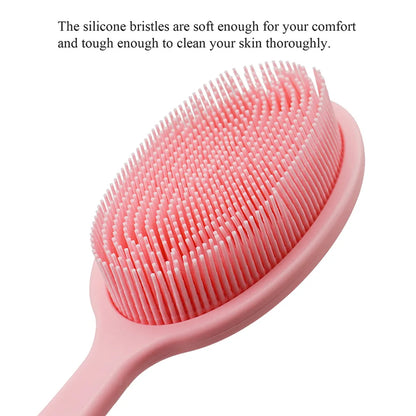 Bath Soft Back Brush Bath Shower Sponge Scrubbing Brush with Handle Exfoliating Scrub Skin Massager Exfoliating Bathroom Brush