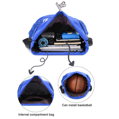 1PCS Sports Drawstring Backpack,Waterproof Drawstring Sports Bag Soccer Bag Swim Gym Bag for Men Women with Ball Shoes Compartme