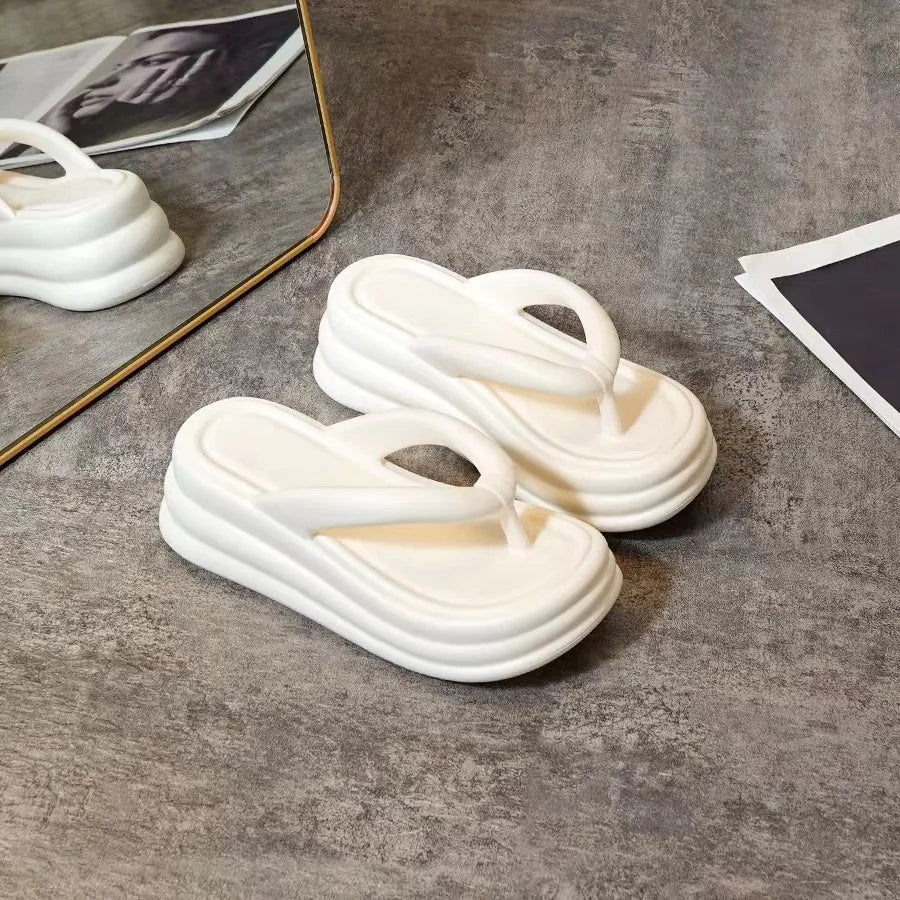 Thick Bottom Flip-flops Summer Fashion Women Slippers Soft Bottom Increase Anti-slip Anti-odor Beach Slippers Zapatos De Mujer