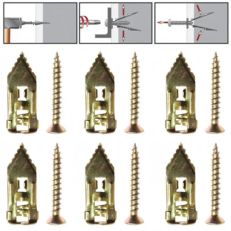 5-100pcs Self Drilling Drywall Anchors with Screws Expansion Nail Self-Tappe Screw Kit Heavy Duty Metal Wall Anchors 12X30mm