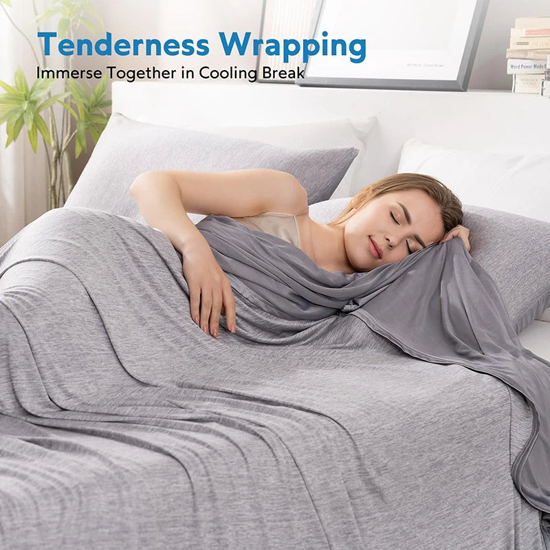 Cooling Blanket Sleeper Summer Blankets Lightweight Breathable Comforter Bed Sofa Travel Camping Hotel Two-Side Blanket Grey
