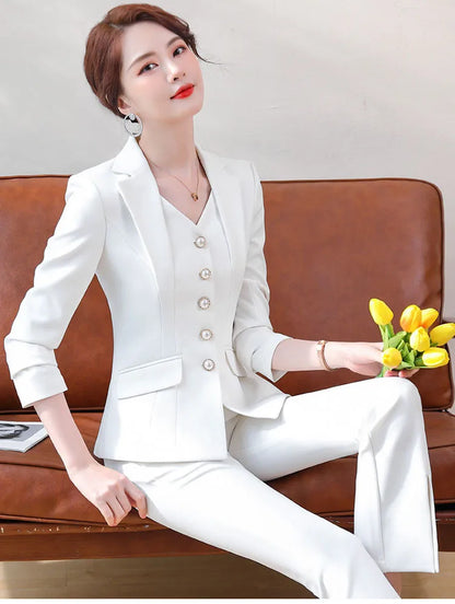 Office Formal Uniform Designs Women Business Suits Pant Suits With Pants Jacket Coat Professional Business Work Wear Blazers Set