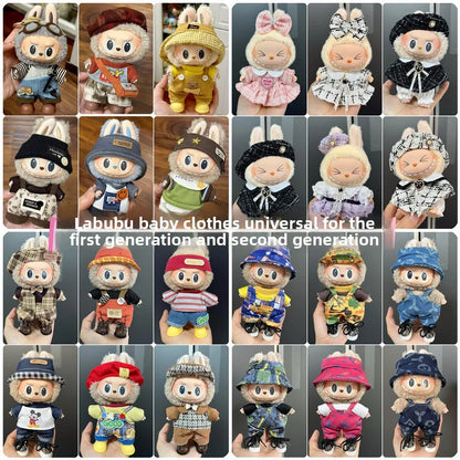 Labubu can wear baby clothes vinyl cloth 17cm doll cute change casual suit skirt plush clothes