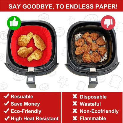 Silicone Air Fryer Liners Round Reusable Airfryer Basket Easy to Clean Air Fryers Silicone Pot Baking Tray Oven Accessories