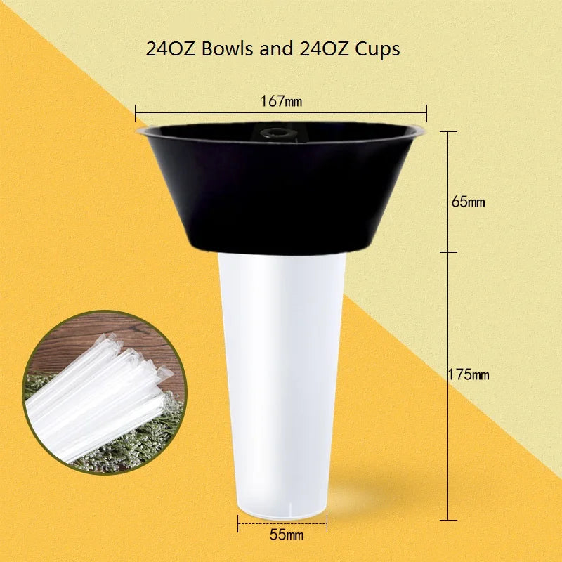 36 Set Disposable Snack Bowl and Drink Cup Set in One for Your Party Takeaway Container for Drink Beverage Transparent  Protest