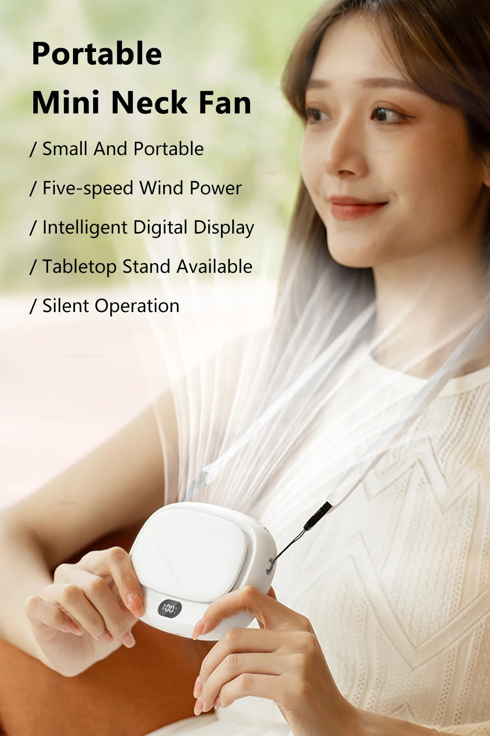 Portable Neck Fan Mini Waist Fan USB Rechargeable Bladeless Portable Hanging Neck Fan Wireless Waist Clip Fan for Outdoor Travel