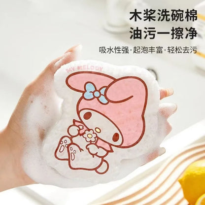 Sanrio Hello Kitty Sponge Dishwashing Brush Anime Character Creative Sponge Kitchen Cleaning Supplies Soft Cleaning Sponges