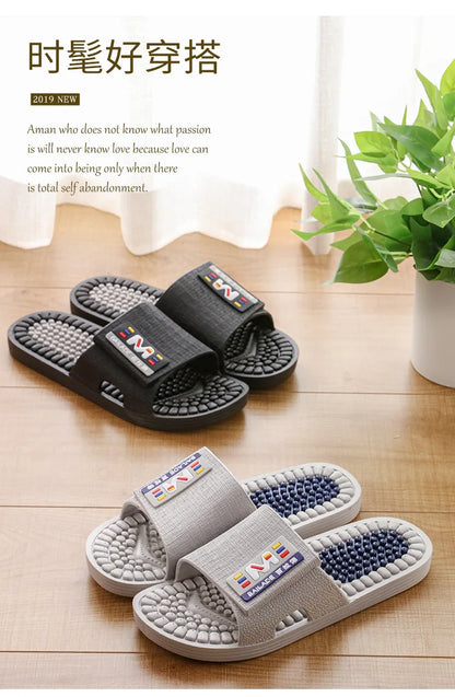 Soles massage slippers men's acupoints soles soles soles home indoor antiskid home lovers men's home cool slippers