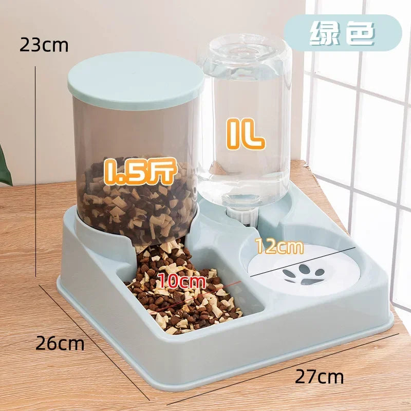 Automatic Cat Feeder Water Dispenser Set 2 In 1 Tilted Automatic Pet Food And Water Feeder Gravity Food Feeder and Waterer