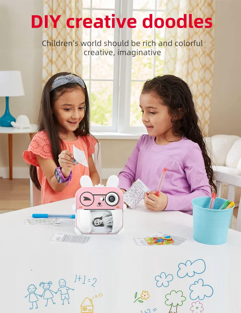Children 1080P HD Digital Camera  Mini Thermal Printer Photography Instant Print Photo HD Digital Video Cameras Portable Toy