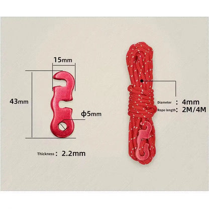 4 Outdoor Tent Ropes Reflective Ropes Canopy Ropes Reinforced Windproof Ropes with Buckles To Ensure Safety Camping Accessories