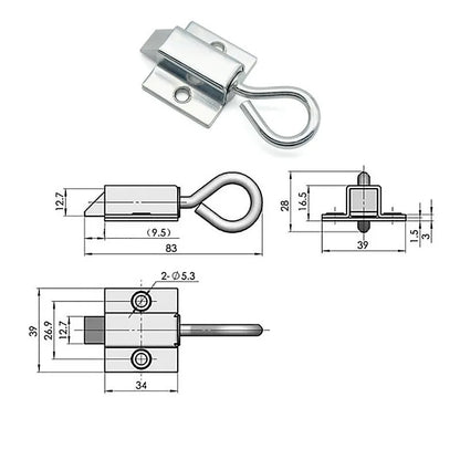 Window Gate Security Pull Ring Spring Bounce Door Bolt Anti-theft  Latch Lock Carbon Steel Retractable Hasp Industrial Hardware