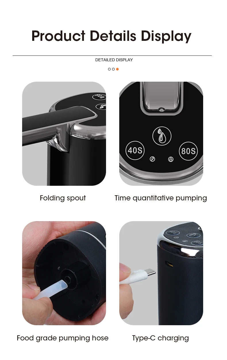 Water Dispenser Water Pump Electric Bottle Pump Mini Portable Water Pump Usb Foldable Household Automatic Water Dispenser