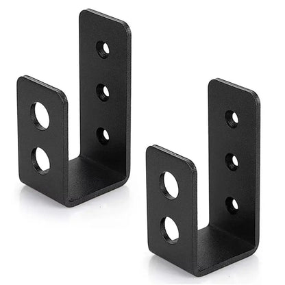 2 Pcs Metal Open Rod Support U-bracket Anti-slip Detachable Door Safety Barricade Support Door Barrier Protection Black