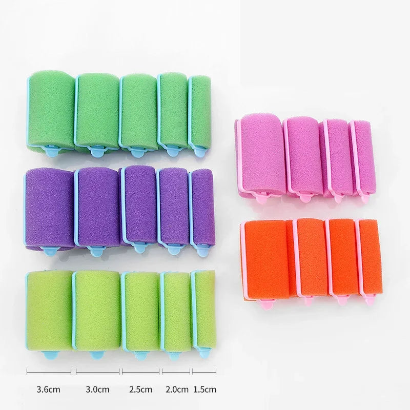 12PCS /Set Pink Soft Sponge Foam Cushion Hair Rollers Curlers Barber DIY Curls Hairdressing Tool DIY Home heatless wave formers