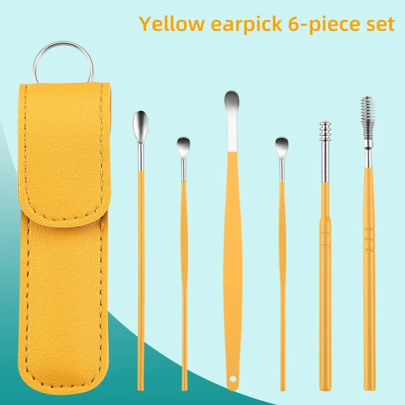 Ear Cleaning Tool Stainless Steel Ear Pick Kit &1Pc Storage Bag Earwax Remover Tool